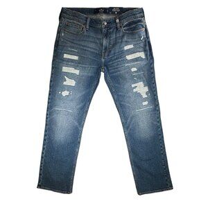 Hollister Mens Epic Flex Vintage Straight Distressed Jeans Size 32x32 Blue Denim